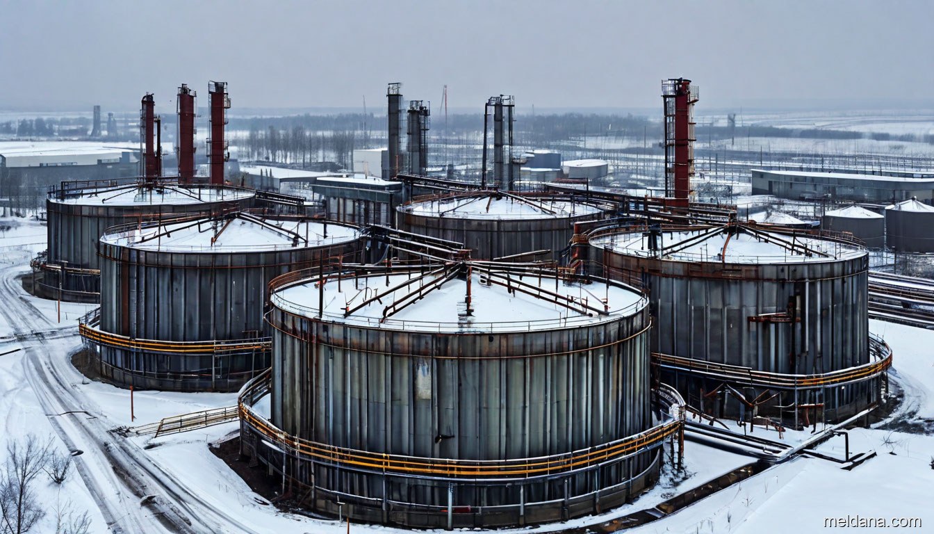Защитная сетчатая конструкция ЗАСЛОН над резервуаром РВС-20000 на нефтебазе